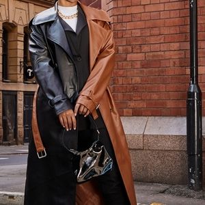 PLT Brown faux leather two toned jacket